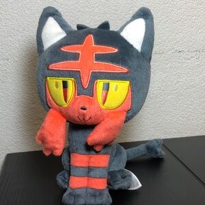 Tomy Official Pokemon Litten 8" Character Plush Gray Cat Toy Nintendo 2017